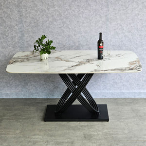 Mesa de Comedor Ovalada Extensible Moderna para Oficina en Casa con Tapa de Cerámica y Patas de Hierro - 160x90cm - Product Image 3