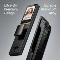 Serrure intelligente avec écran HD de 4,5 pouces, WiFi, reconnaissance faciale 3D, caméra intégrée, interphone visuel, compatible avec les portes en aluminium, Cloud Tuya