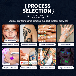 Adesivi per Tatuaggi <span class=keywords><strong>Temporanei</strong></span> Impermeabili <span class=keywords><strong>Personalizzati</strong></span> Tatuaggi Finti Bianchi Crea il Tuo Design a Trasferimento d'Acqua Atossico - Product Image 2