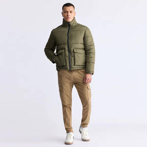 Veste matelassée d'hiver pour homme de qualité supérieure, grande taille, fermeture éclair, col montant, imperméable, avec capuche et poches avant avec logo - Product Image 3