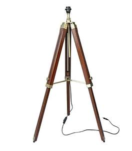 Lámpara de Pie Rústica de Nogal, Elegante y Clásica, con Altura Ajustable, Acabado en Latón Antiguo, Tela Multicolor, Suministro al por Mayor - Product Image 2