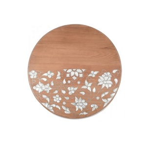 Assiette à chocolat en nacre et bois, design tendance, assiette à salade en bois ronde, dernier design, assiette à chocolat en bois et nacre - Product Image 6