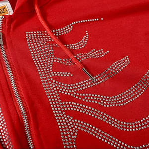 Diseño personalizado hombres sólido con capucha de diamantes de imitación sudaderas con capucha de invierno transpirable poliéster/algodón uso al aire libre - Product Image 5