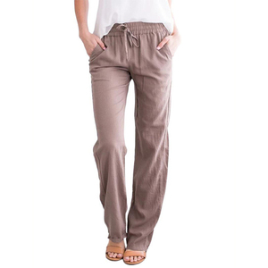 Pantalon de survêtement en coton lourd pour femmes ceinture élastique épais chaud couleur unie toile salopette hiver Streetwear pantalon de survêtement - Product Image 6