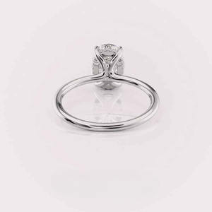 IGI Certified Oval Cut Lab Grown Diamond Solitaire Engagement-Wedding Ring with Hidden Halo in <b>Solid</b> 925 Sterling <b>Silver</b> - Product Image 4