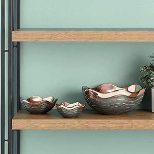 Bol décoratif élégant et moderne en cuivre doré de haute qualité en métal de luxe pour la décoration intérieure de la table de Noël émaillée élégante - Product Image 3