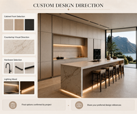 Meubles de cuisine contemporains KEJIA à plan ouvert avec îlot en aspect marbre et rangements pleine hauteur pour les intérieurs de cuisines de villas
