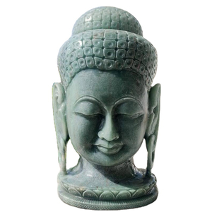 Buy Trending Green Aventurine Natural Modern <b>Buddha</b> <b>Head</b> Through-Carved Gemstone Sculpture Figurine Made India Handcrafted - Product Image 1