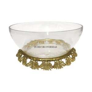 Vente en gros de bol en verre de haute qualité standard avec couvercle supérieur en feuille de gingko en métal plaqué or au prix le plus bas - Product Image 2