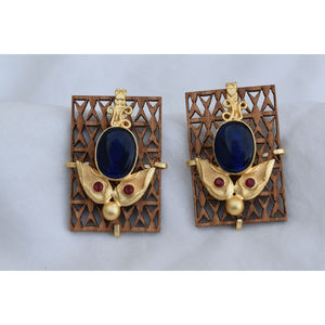 Pendientes de treanding para niñas y mujeres, joyería de madera hecha a mano, de latón dorado, con cierre de tuerca, diseño étnico - Product Image 3