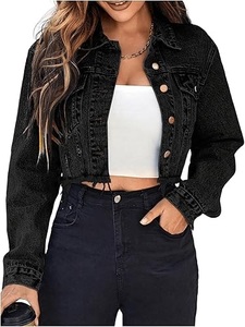 Chaqueta Vaquera Corta para Mujer, Casual, Manga Larga, Desgastada, con Dobladillo Deshilachado, Fabricantes de Chaquetas Vaqueras, Proveedor Verificado de Sialkot, Pakistán - Product Image 4