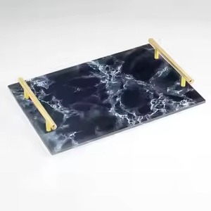 Bandeja DE SERVICIO DE Navidad con acabado esmaltado de pegatina de estilo más Popular con mango dorado para bandeja de uso de fiesta de boda de Hotel - Product Image 1