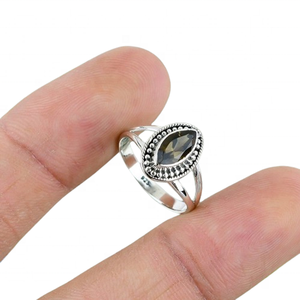 Anillo clásico de cuarzo ahumado Natural de mejor diseño, anillo hecho a mano, Plata de Ley 925 sólida, joyería de plata hecha a mano con estampado de plata 925 - Product Image 1