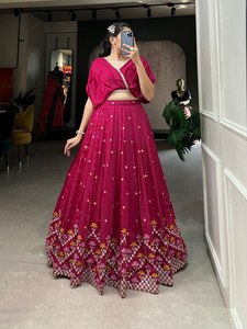 Princesses Look Fancy Styles Designer Lehenga Heavy Vichitra <b>Silk</b> Choli With Sequence Work Ghaghra Choli - Product Image 3