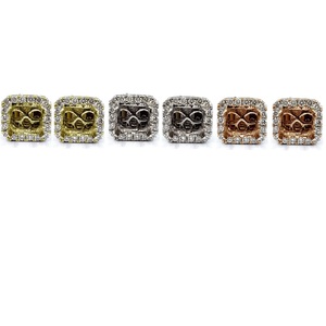Boucles d'oreilles clous semi-montées en or blanc massif 18 carats de haute qualité, avec diamants véritables taille brillant et sertissage griffe, pour fiançailles élégantes - Product Image 4