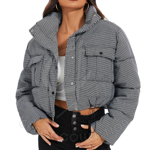 แจ็กเก็ตปลาปักเป้าสำหรับผู้หญิงปรับแต่งได้กันลมปกตั้งถักด้วยคอลเลกชันสง่างาม - Product Image 1