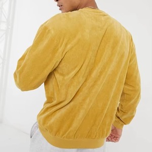 Sweat-shirt pour homme en velours côtelé uni sans cordon, 80% coton, pull-over de haute qualité, manches régulières - Product Image 4