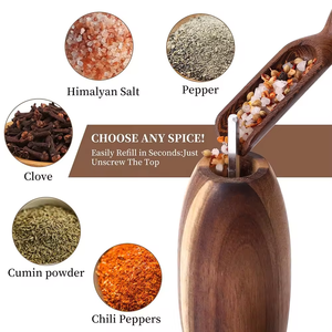 Juego manual de molinillo de pimienta y sal de madera con elegante bandeja de almacenamiento para el hogar y el restaurante - Product Image 6