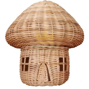 Panier en rotin en forme de maison en forme de champignon, décor nordique pour chambre d'enfants, article tendance, artisanat mignon - Product Image 1