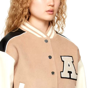 Veste Letterman en polyester à manches longues en laine pour femmes de qualité supérieure veste tricotée brodée de conception de baseball matelassée - Product Image 5