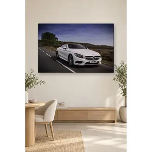 Impression sur toile de la Mercedes S cabriolet blanche de Fida sur route de campagne - Product Image 1