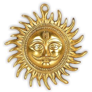 Cobre decorativo Sun Idol fabricante cara pared arte colgante estatua Puja Vastu figurita Surya para positividad hogar - Product Image 6