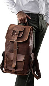 Traveling <b>Bag</b> <b>Computer</b> Laptop Roll Top Rucksack Bagpack <b>Bags</b> Waterproof Mens Genuine Back Pack Leather Backpack Men - Product Image 2