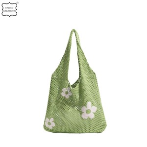 Bolsos de playa de malla de ganchillo, bolso de hombro, bolsos de mano, bolso de verano hueco de punto, Color caramelo para mujer - Product Image 4