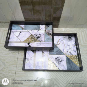 Plateau de service en résine et bois, motif floral, style artificiel, décoration de cuisine, décoration artisanale, décoration de la maison, cadeaux, plateau de service - Product Image 3