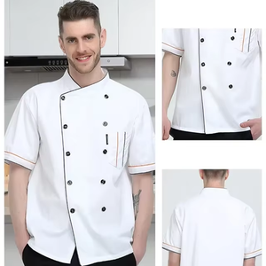 Venta al por mayor personalizable Chef abrigos impresión camisa de manga corta restaurante Gerente uniforme bar restaurante - Product Image 3