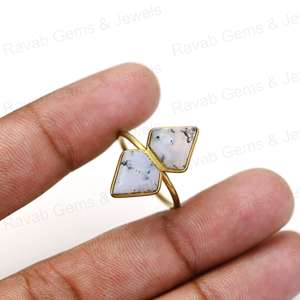 Venta de Navidad 10x14mm Ajuste de bisel Anillo de plata esterlina 925 para mujer fina con ágata de dendrita natural Anillo de venta de corte elegante - Product Image 2