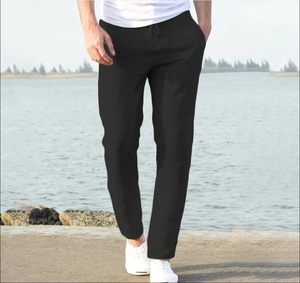 Mens Cotton Linen Casual Pants Breathable Autumn <b>Trousers</b> Solid Color Fitness Streetwear Sizes S to 3XL - Product Image 2