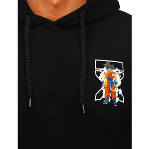 Sudadera con Capucha Negra para Hombre, Estampado de Anime, Logotipo Frontal, Corte Regular Informal, Tejido de Algodón, Ropa de Otoño - Product Image 4