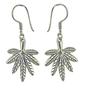 Pendientes Colgantes de Hoja de Cannabis de Plata 925 para Mujer, Joyería Fina - Product Image 2