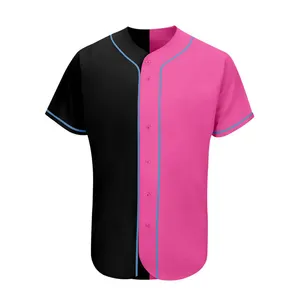 Maillots de baseball personnalisés pour hommes chemises dernière conception bouton complet à manches courtes respirant polyester maille vêtements de sport broderie - Product Image 1