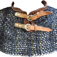 Collier de chaîne médiévale en maille, riveté à coins plats, en métal massif alterné, fait main, poli, gris, vintage, pour décoration intérieure, Noël