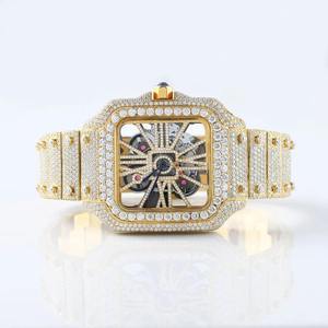 Elegante estilo Hip Hop personalizado Acero inoxidable cuadrado esqueleto Moissanite diamante hecho a mano Iced Out reloj para hombres y mujeres. - Product Image 2