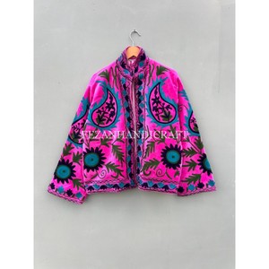 Veste en velours unisexe pour femmes indiennes avec broderie florale col montant doublure en coton pour les fêtes d'automne et d'hiver - Product Image 6