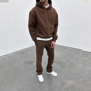 Survêtement respirant à broderie personnalisée en gros pour hommes et femmes avec logo à l'avant 100% coton Costume de survêtement d'hiver léger - Product Image 1