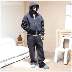 Conjunto de chándal unisex de poliéster/algodón transpirable de secado rápido para invierno con pantalones de chándal con capucha y sudadera de longitud completa - Product Image 2