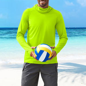 Camisas de pesca de hombre ligeras a prueba de viento OEM con capucha de manga larga transpirable diseño de logotipo personalizado para marca de protección solar - Product Image 3