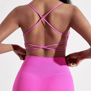 Venta al por mayor personalizado de alta calidad de las mujeres de entrenamiento superior de alto cuello de imitación de un hombro Crop Sports Bra Design Gym Bra Open Back Sports Bra - Product Image 5