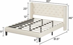 Fábrica de muebles de dormitorio tamaño king blancos modernos, venta al por mayor, marco de cama de madera tapizado suave, camas de tamaño completo baratas en venta - Product Image 4