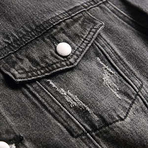 Custom Black <b>Denim</b> <b>Jackets</b> for Men Stylish Design 100% Cotton Jean Casual Streetwear Stand Collar Wholesale <b>Denim</b> <b>jacket</b> For Men - Product Image 6