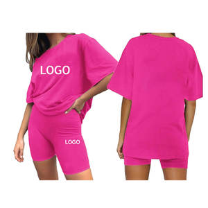 <b>Women's</b> Wholesale Casual Wear Breathable <b>T</b> <b>Shirt</b> <b>and</b> <b>Shorts</b> <b>Sets</b> Plus Size Solid Pattern Summer Twin <b>Sets</b> for Spring - Product Image 5