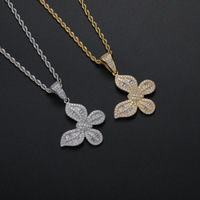 Collier pendentif papillon en cuivre entièrement serti de zircone cubique, bijoux hip-hop pour femmes, mode Y2K, vente au détail et marque privée