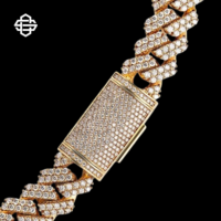 Collar de Cadena Cubana Chapado en Plata de Ley 925 con Diamantes Simulados de Moissanita, Joyería Hip Hop para Raperos, Regalo de Boda para Hombre