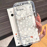 Casing Ponsel Seni Unik TPU+PC Anti Benturan Desain Bunga Pelindung Kamera Hiasan Cetakan A53 11Pro 11 Pro Max Z Flip