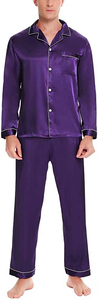 Ensemble pyjama en satin de soie pour hommes Vêtements de nuit à manches longues Pyjamas haut de costume et pantalon Ensemble 2 pièces - Product Image 2
