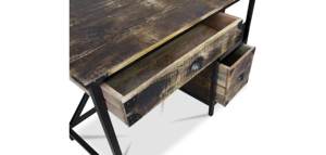 Escritorio de Oficina de Estilo Industrial Retro, Madera Maciza de Mango y Metal, Mesa de Oficina Moderna de Madera, Mesa de Trabajo Ejecutiva - Product Image 2